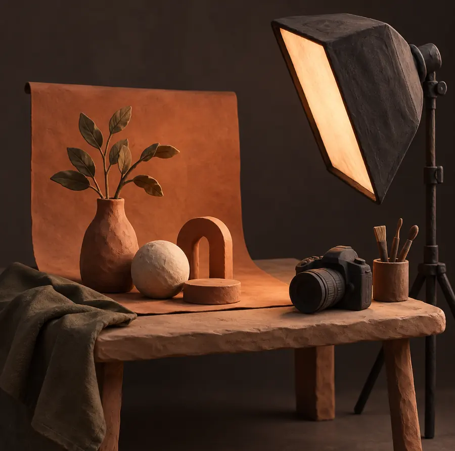 Illustration of photography businesses equipment and workspace