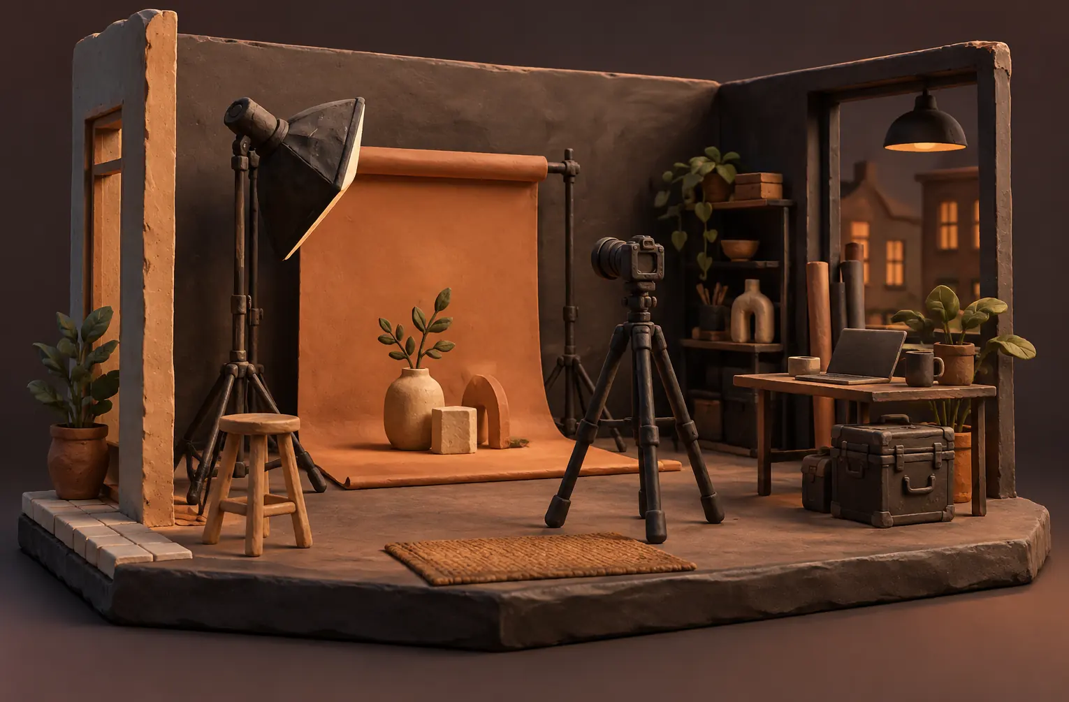 Illustration of photography businesses and their working space