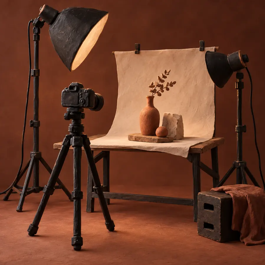 Illustration of photography businesses equipment and workspace